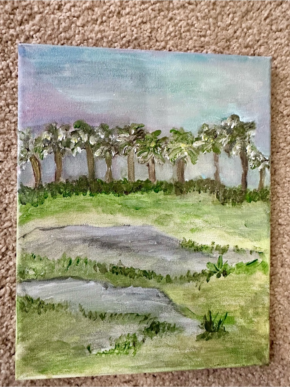 Original Green Landscape Canvas Painting